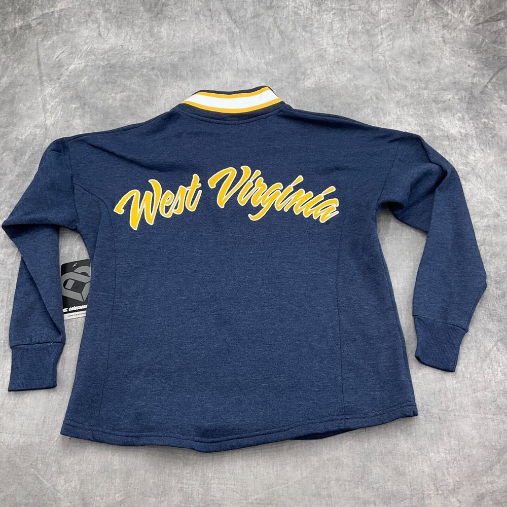 Colosseum Pullover Women Small‎ Blue WV WEST VIRGINIA Stitched Spell Out 1/4 Zip